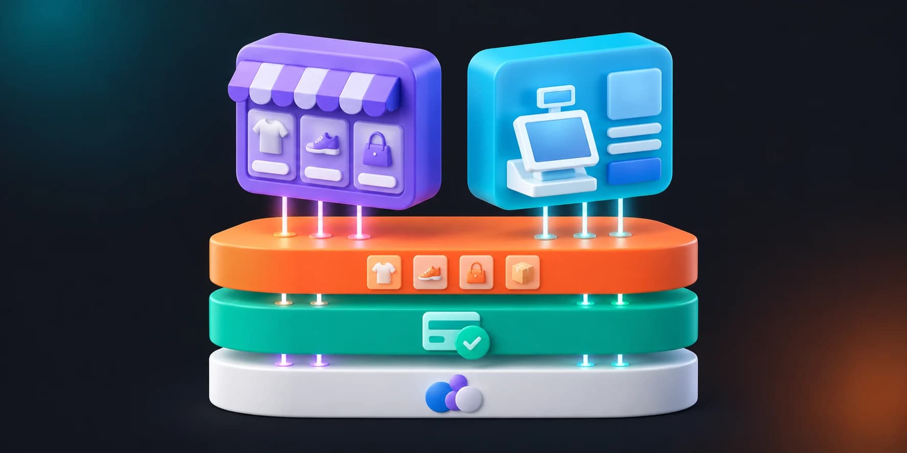 An online store and a point of sale sitting on a shared catalog, payments and one account